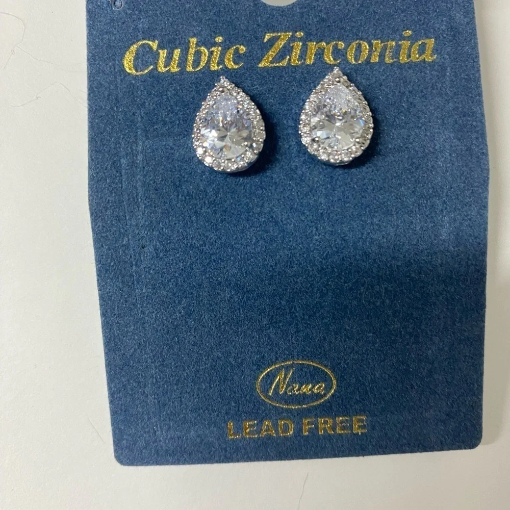 NEW Cubic Zirconia Earring Set Formal Evening Wear Bridal Jewelry Silver Diamond